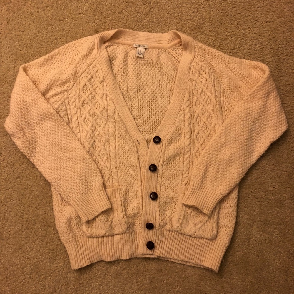 cream cardigan